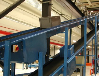 incline belt conveyor to mezzanine floor in mild steel