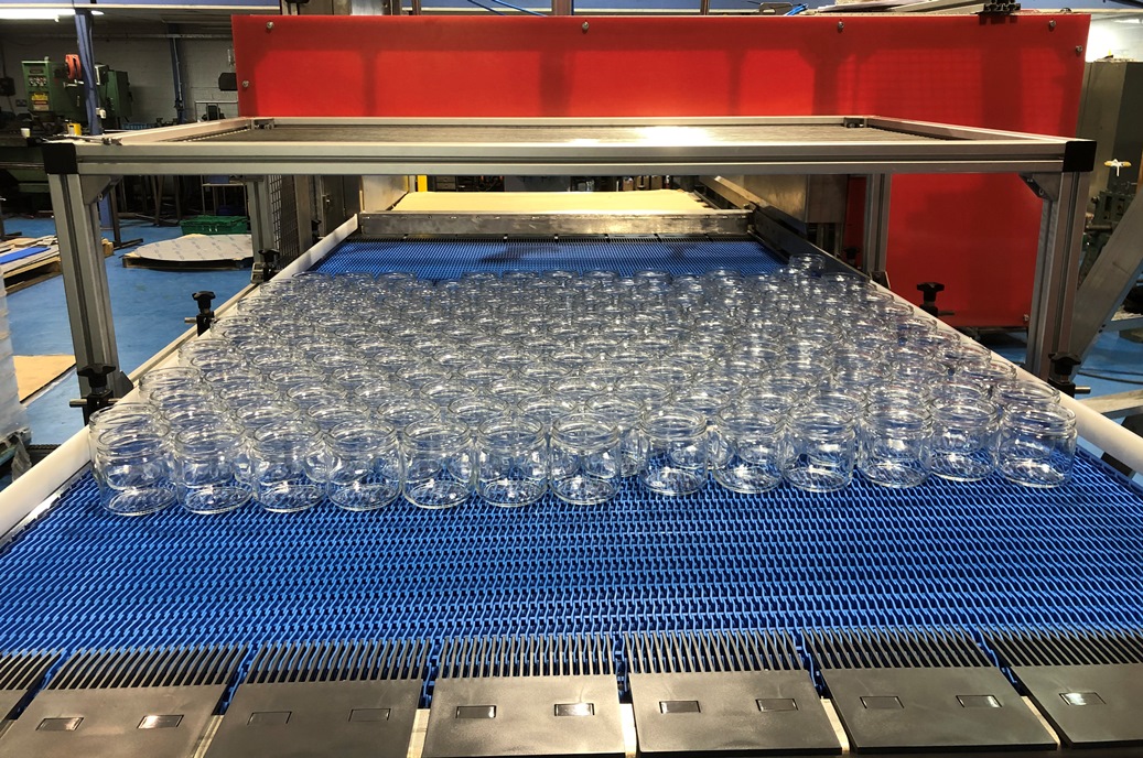 Automated De Palletiser for Glass Jars